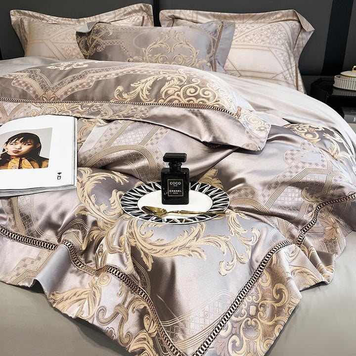 Damask luksus dyne trekk sett – 1000 TC egyptisk bomull for ultimat komfort | Skanto
