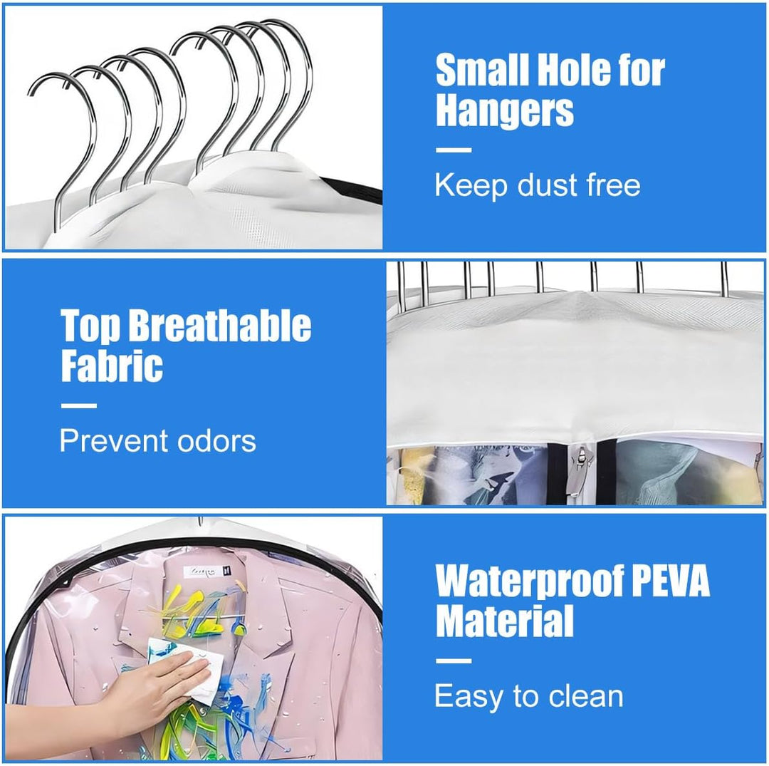 Skanto | Klare Gusseted Plaggdeksler – 3-Pack Oppbevaringsposer med Sidelomme (Kjøp 1, Få 1 GRATIS)