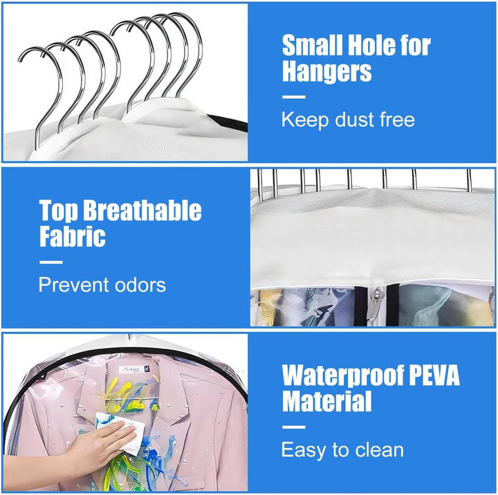 Skanto | Klare Gusseted Plaggdeksler – 3-Pack Oppbevaringsposer med Sidelomme (Kjøp 1, Få 1 GRATIS)