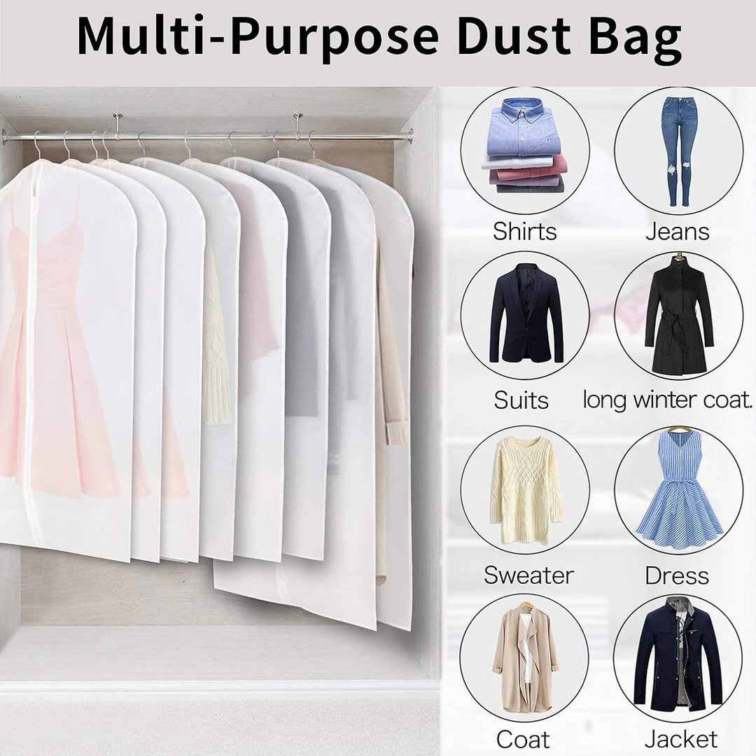Frendorf | Klare PEVA Klesoppbevaringsposer – 12 Pakke Støvtette Klærbeskyttere – 1+1 GRATIS