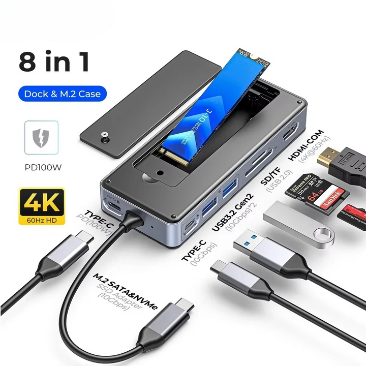 Skanto | Ultimat USB-C Laptop Dockingstasjon med Integrert SSD Kabinett