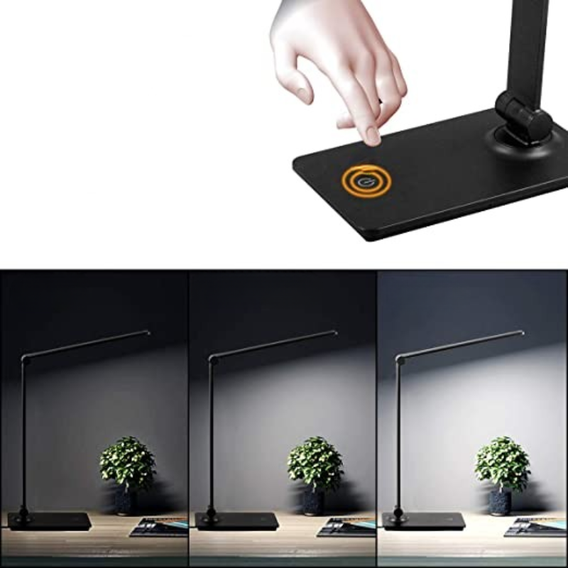 Skanto | LED skrivepultlampe, berøringskontroll skrivepultlampe med 3 lysstyrkenivåer, dimbar skrivebordlampe med justerbar arm, sammenleggbar bordlampe for skrivebord soverom nattbord kontor