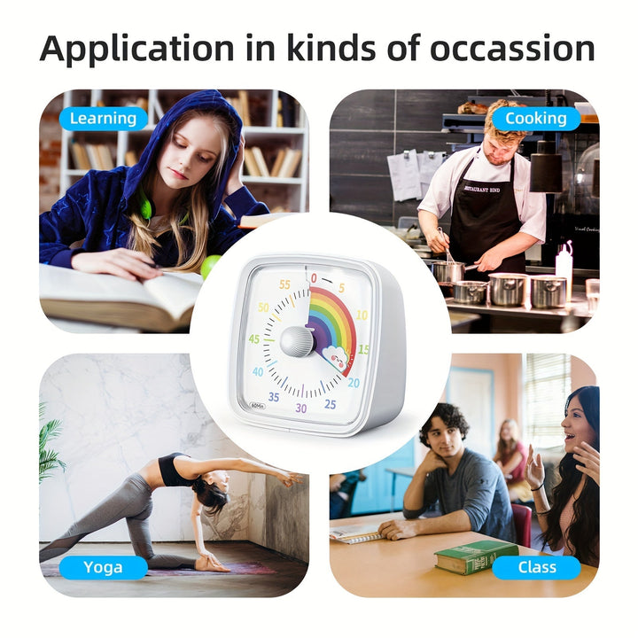 Rainbow Time Management Timer – Visuell 60-minutters nedtellingsur for studie, arbeid og hjem | Skanto