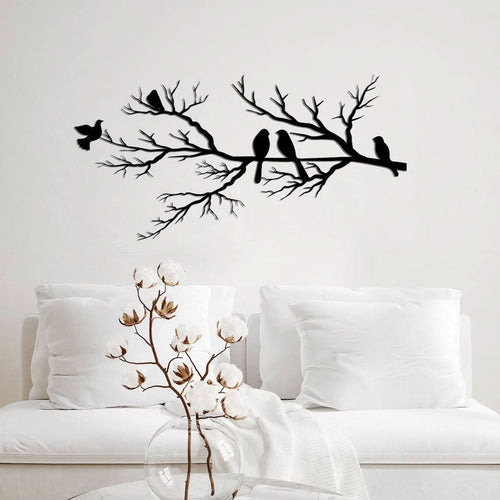 Skanto | Metal Birds on Branch Wall Art Svart