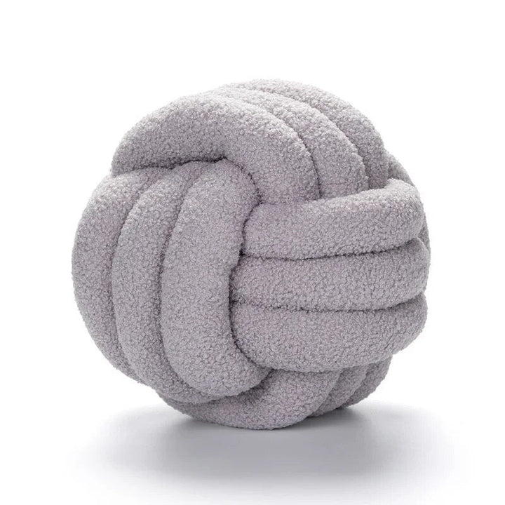 Dekorativ Knyttet Teddy Ball Myk Pute - 100% Ull, Rund | Skanto