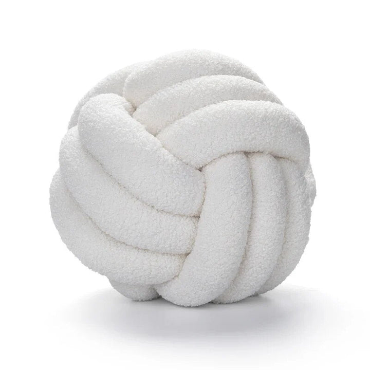 Dekorativ Knyttet Teddy Ball Myk Pute - 100% Ull, Rund | Skanto
