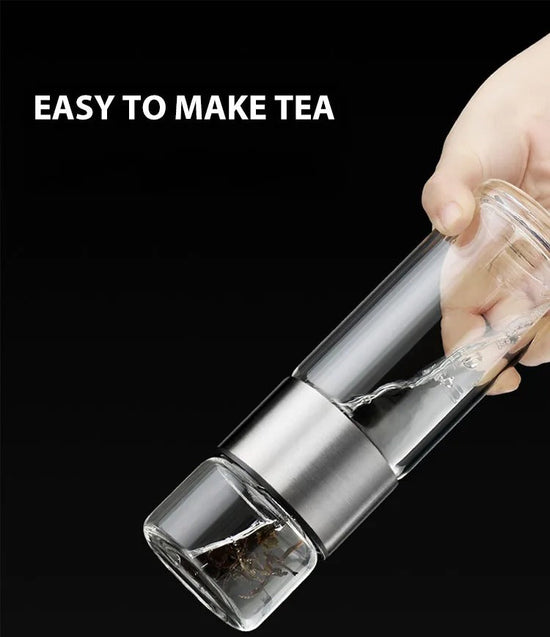 Termisk flaske med tefilter – Glass & Tre – Dobbelvegg – 500 ml – ClearTherm | Skanto