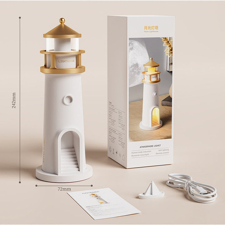 Skanto | Lighthouse Høyttaler Bluetooth Lampe Måneskinn Miljøbelysning Beste Gave