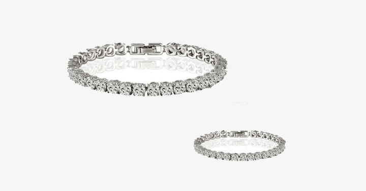 Skanto | Diamond Eternity Armbånd i Sølvfarge - Rundt Klipt Diamant Zirkon-Steiner - La Deg Se Fantastisk Ut