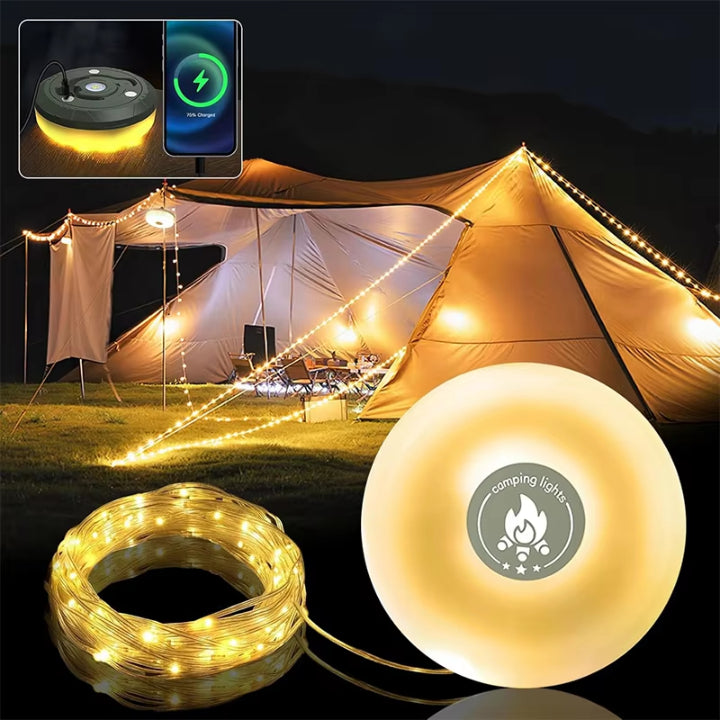 Campinglampe med 10 m RGB lyskjede — Din magiske lyskilde for uforglemmelige utendørsopplevelser | Skanto