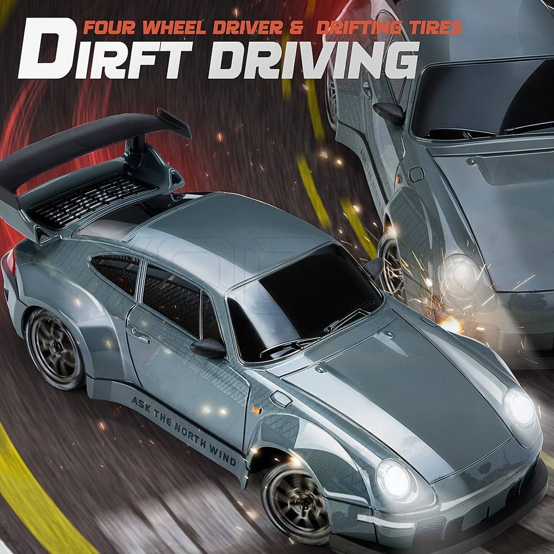 Skanto | Ultimate 1:24 RC Driftcar med LED-hjul – Oppladbar 4WD racing leketøy