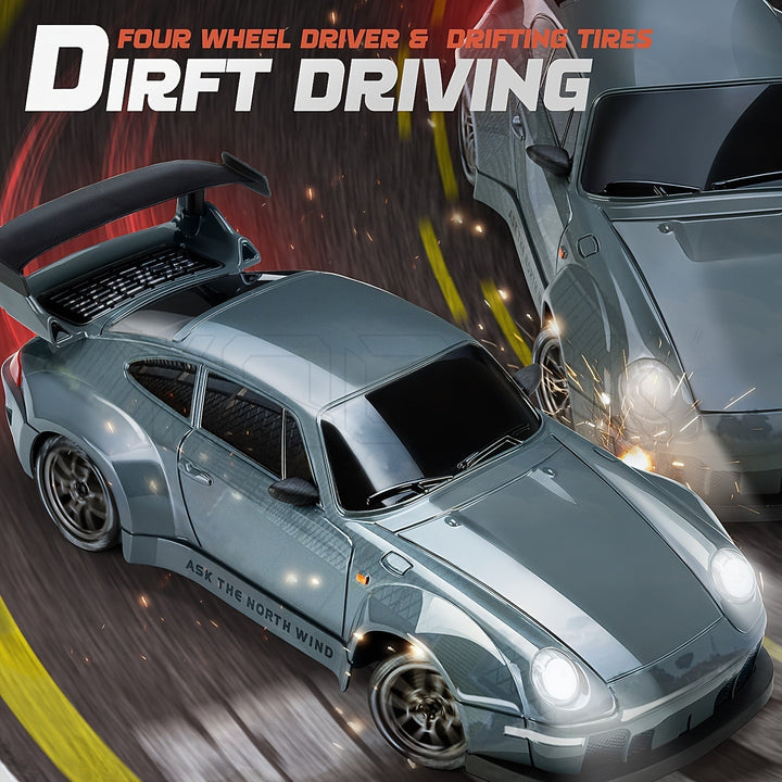 Skanto | Ultimate 1:24 RC Driftcar med LED-hjul – Oppladbar 4WD racing leketøy