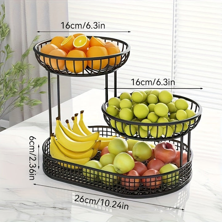 Skanto | Elegant Multi-Tier Metal Fruit Basket - Golden Wire Oval Design | Perfect for Snacks, Cakes & Desserts | Ideal for Easter, Thanksgiving, Christmas Utendørsfeiringer, Utendørs Spise Tilbehør|Multitier Design|Robust Struktur, Frukt Dekor