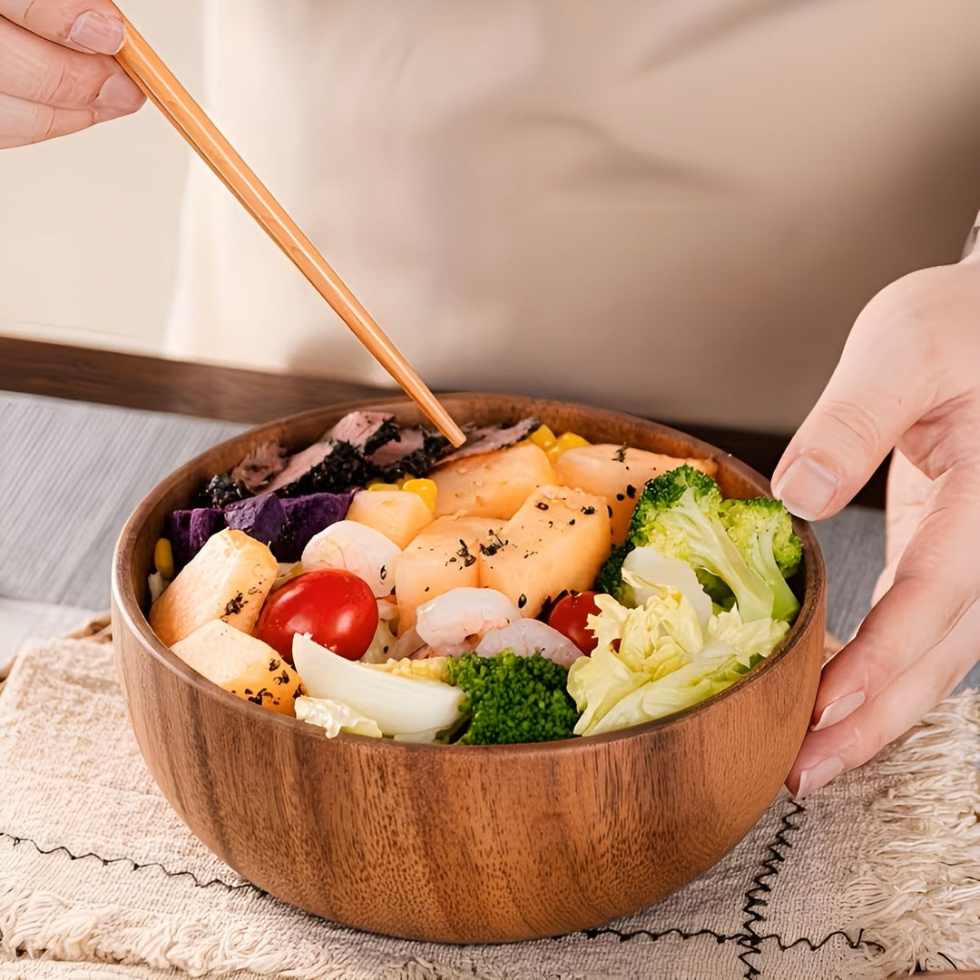 Sett med tre tre servingskåler (4-delt) – Gjenbrukbar og håndlaget | Perfekt for salat, suppe, ris og ramen | Skanto