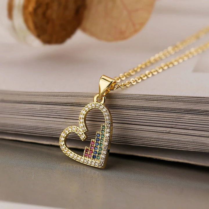Skanto | Diamant Fylte Hjerte Halskjeder