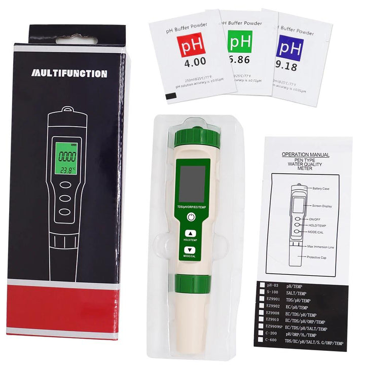 Skanto | Digital PH Meter Multifunksjon 5 i 1 PH/TDS/EC/ORP/Temperatur Meter