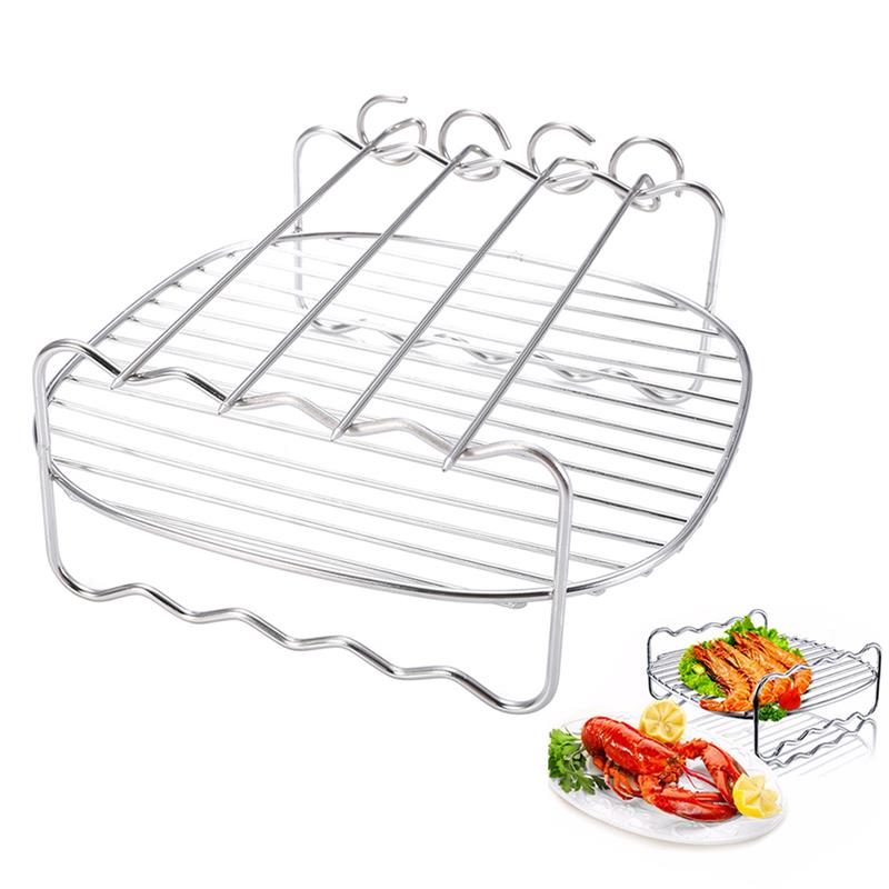 Dobbeltlagd rustfritt stål spyd grillstativ BBQ brett | Skanto