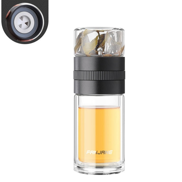 Dobbeltvegget teglassflaske vannflasker med teinfuser tumbler | Skanto