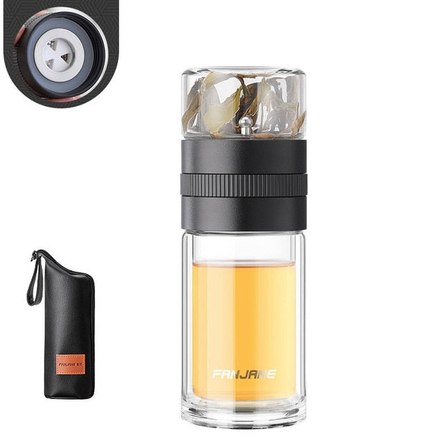 Dobbeltvegget teglassflaske vannflasker med teinfuser tumbler | Skanto