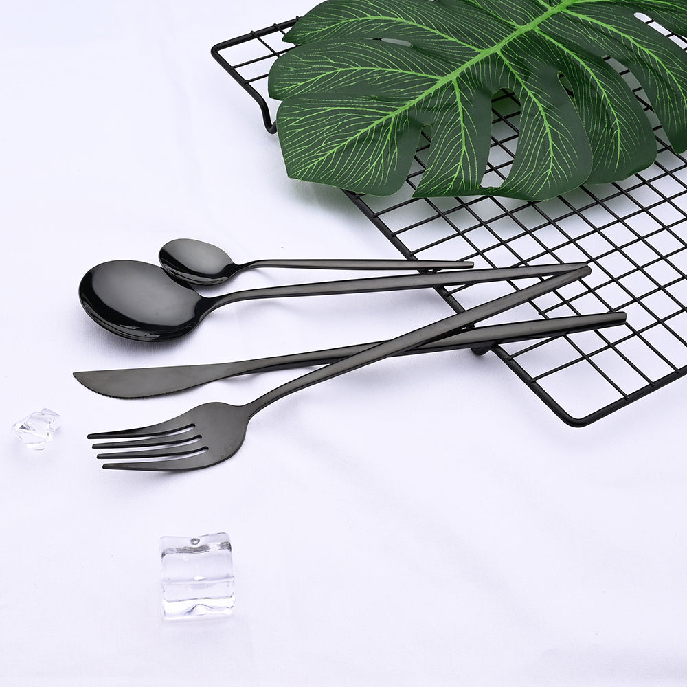Rustfritt Stål Premium Servise Sett - Inkluderer Steakkniv, Gaffel, Kaffe Ske, Teskje og Bestikk Bolle