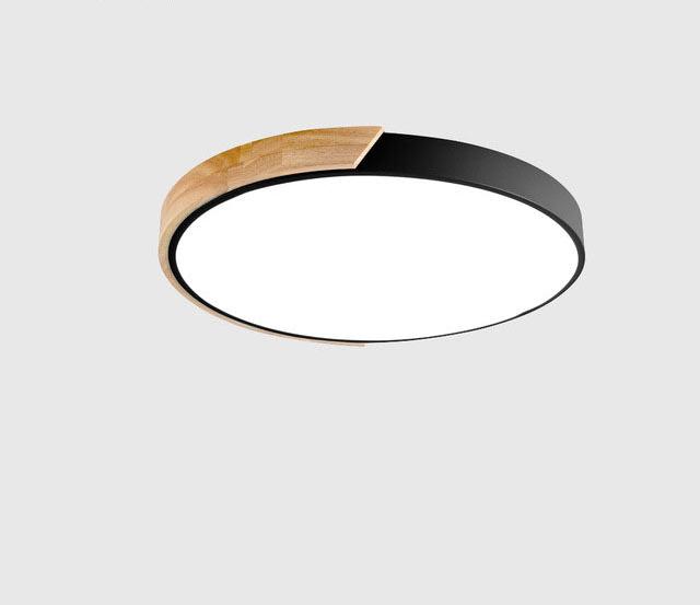 Minimalistisk Rund LED Taklampe med Tredekor – Moderne Design, Dimbar | Skanto