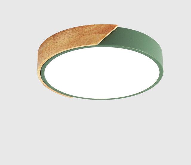 Minimalistisk Rund LED Taklampe med Tredekor – Moderne Design, Dimbar | Skanto