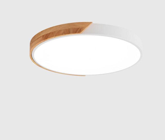 Minimalistisk Rund LED Taklampe med Tredekor – Moderne Design, Dimbar | Skanto