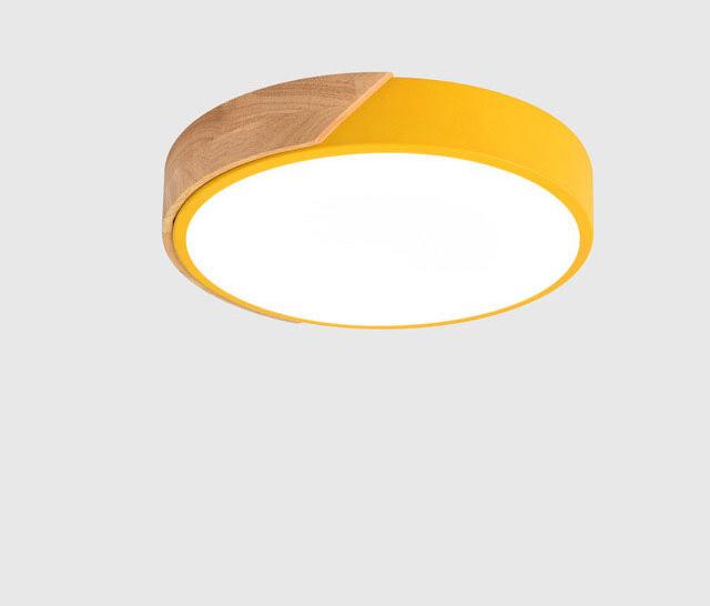 Minimalistisk Rund LED Taklampe med Tredekor – Moderne Design, Dimbar | Skanto