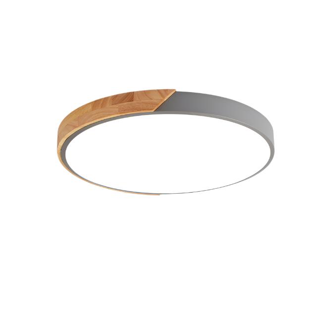 Minimalistisk Rund LED Taklampe med Tredekor – Moderne Design, Dimbar | Skanto