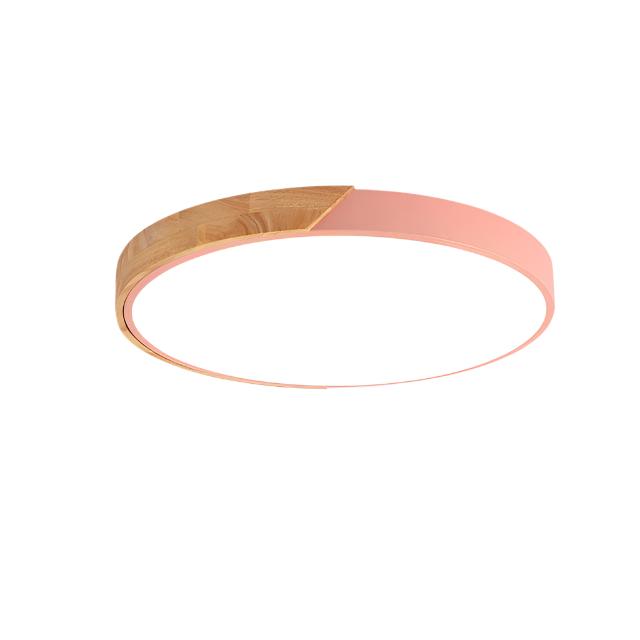 Minimalistisk Rund LED Taklampe med Tredekor – Moderne Design, Dimbar | Skanto