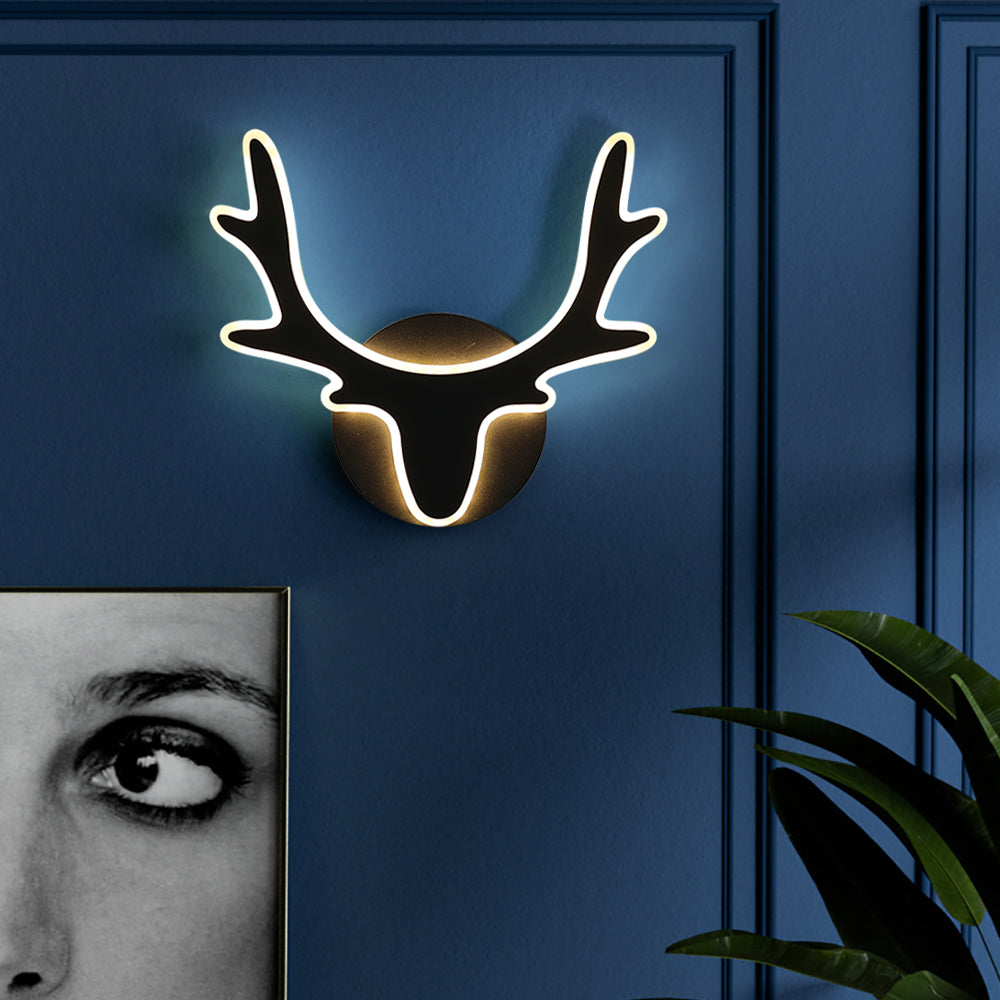 Vegglampe i skandinavisk stil med elghorn-dekorasjon, moderne LED-belysning | Skanto