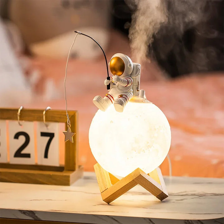 3D Astronaut Månelampe med LED Nattlys, Dempbar Berøringskontroll og Dekorasjon for Barnerommet | Skanto