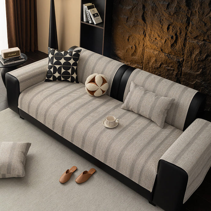 Minimalist Herringbone Sofa Cover | Pustende, kjæledyrvennlig beskyttelse | Skanto