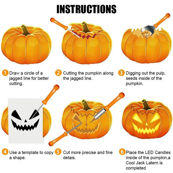 Skanto | Pumpkin Cutting Set Rustfritt Stål Kutteverktøy Sett