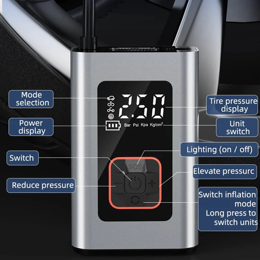 Skanto | Smart Bærbar Elektrisk Dekkompressor