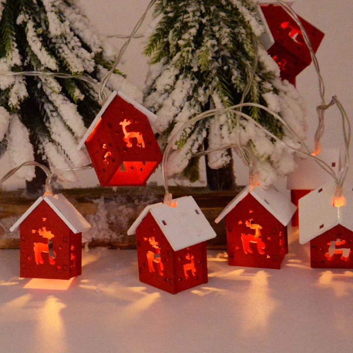 Skanto | LED Julehus Laget av Tre med Festlig Belysning