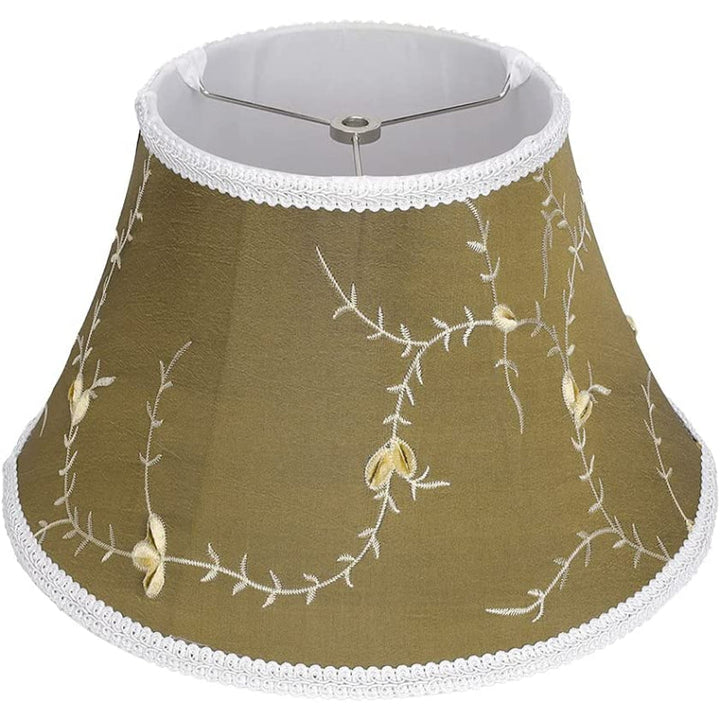 Skanto | Medium lampeskjerm, fat stoff lampeskjerm for bordlampe og gulvlampe, 7x13x7.8 tommer, naturlig ventilert lin, håndlaget, edderkopp (hvit)