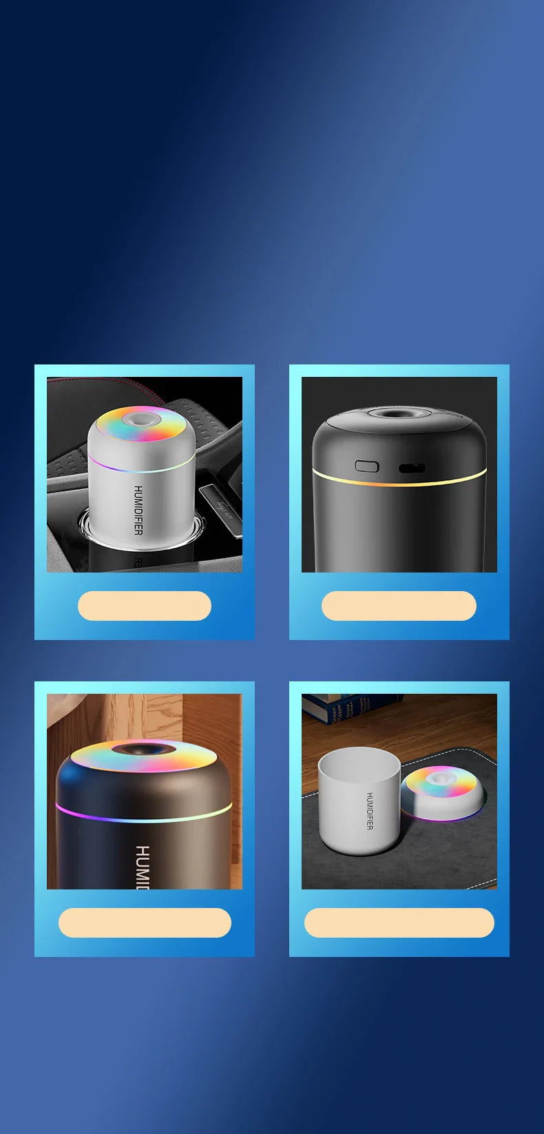 Skanto | MINI LUFTFUKTER MED AROMATERAPI - USB-DREVET - PERFEKT FOR BIL OG SOVEROM