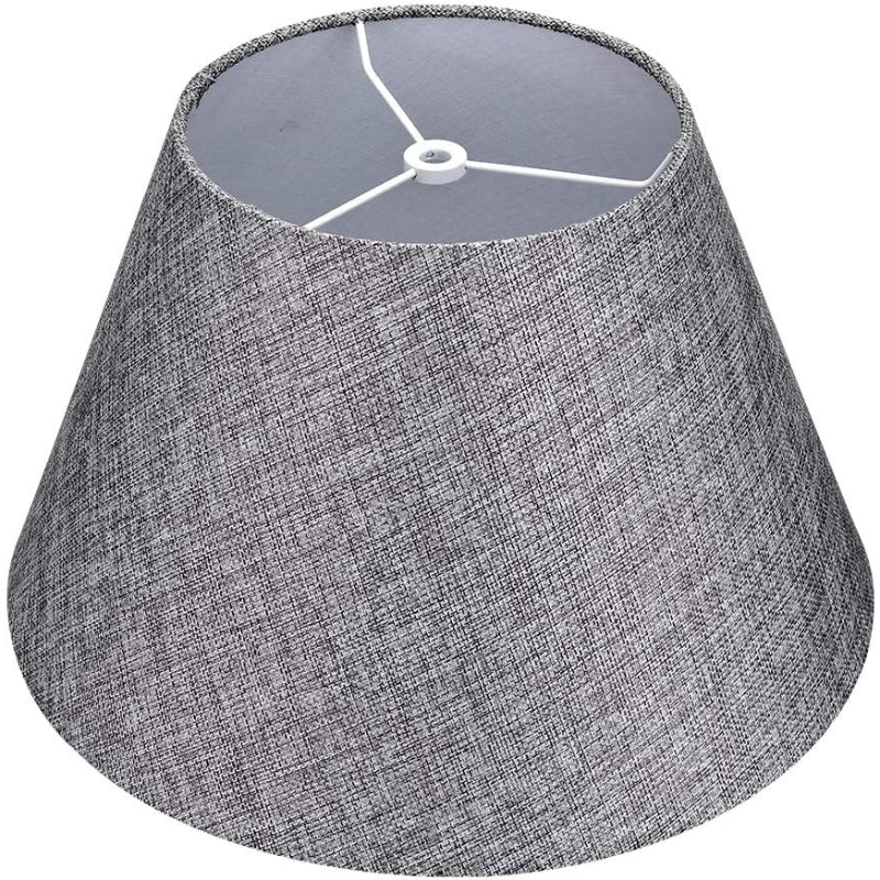 Skanto | Medium lampeskjerm, fat stoff lampeskjerm for bordlampe og gulvlampe, 7x13x7.8 tommer, naturlig ventilert lin, håndlaget, edderkopp (hvit)