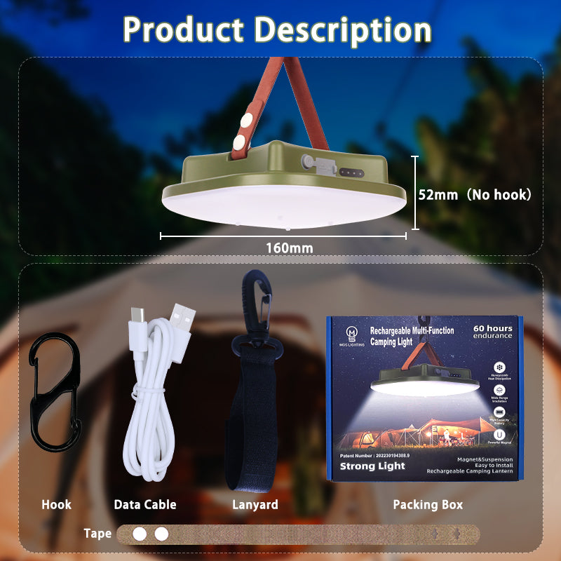 Oppladbar LED Campinglampe med Magneter Skanto
