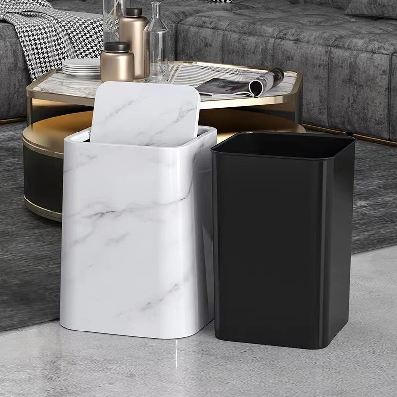 Marmorsøppelbøtte | Elegant svinglokk | Skanto