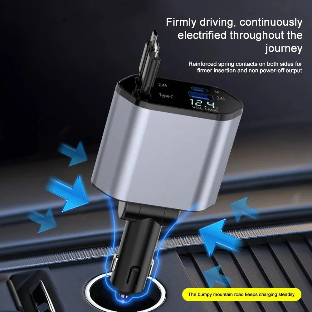 Skanto | Sammenleggbar bil-lader med USB-C og USB-A – 120W hurtig lading
