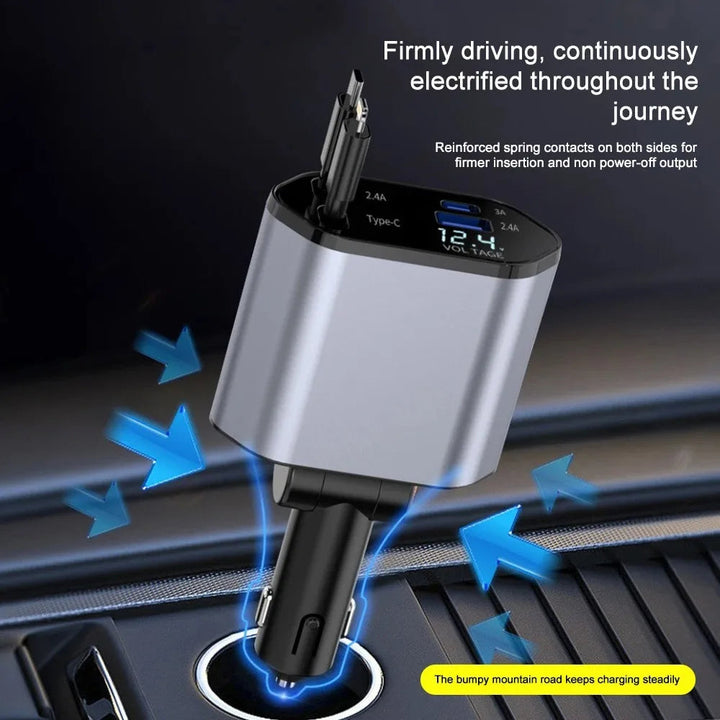 Skanto | Sammenleggbar bil-lader med USB-C og USB-A – 120W hurtig lading