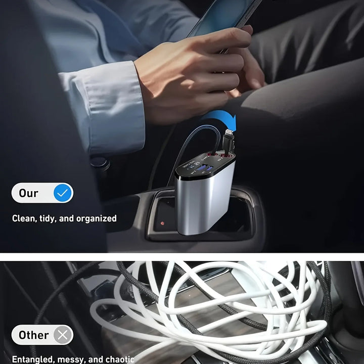 Skanto | Sammenleggbar bil-lader med USB-C og USB-A – 120W hurtig lading