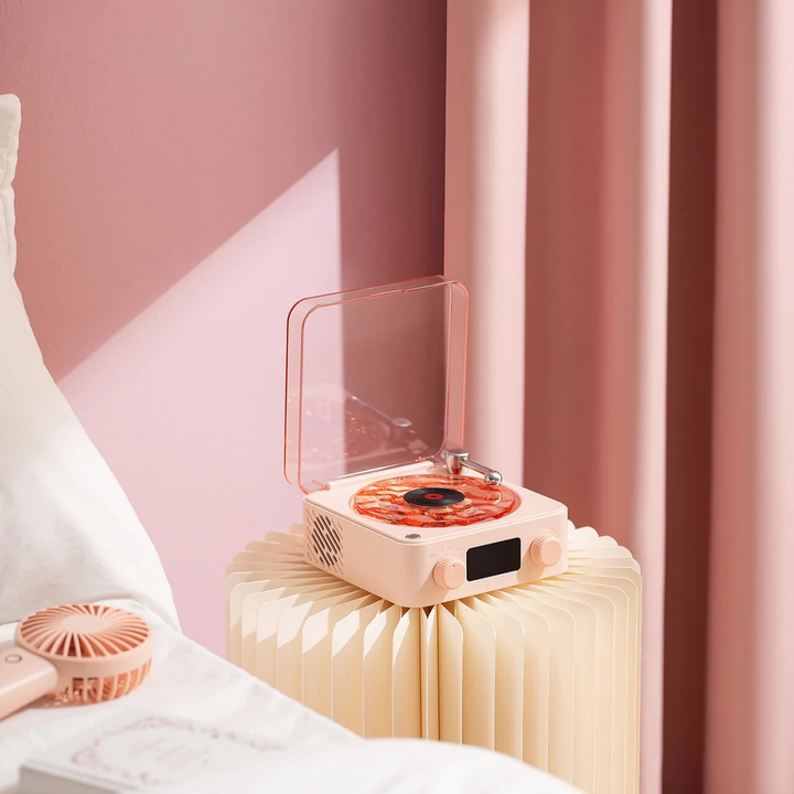 Skanto | Vintage platespiller-inspirert LED-lampe med Bluetooth & hvit støy