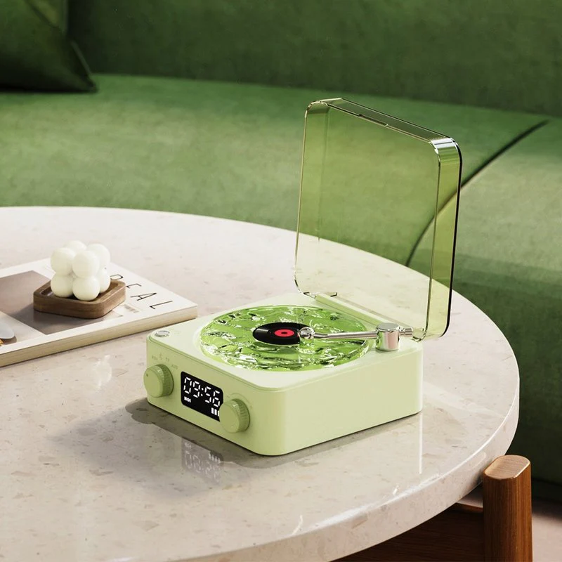 Skanto | Vintage platespiller-inspirert LED-lampe med Bluetooth & hvit støy