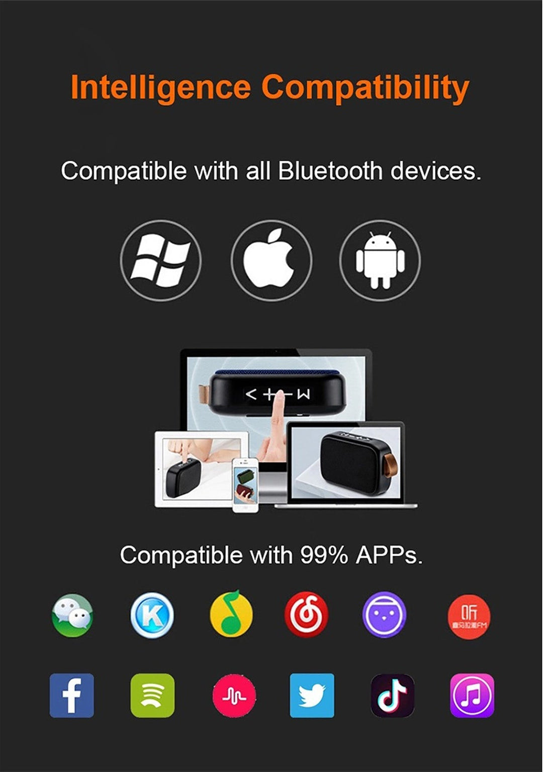 Bærbar 3D Bluetooth Høyttaler Skanto
