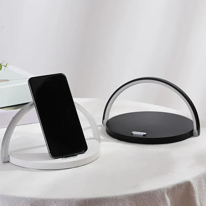 3-i-1 trådløserlader, telefonholder og LED-lampe Skanto