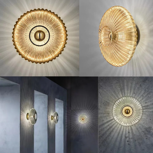 Skanto | NimbusFlux - Glassvegglampe med bølgete lys