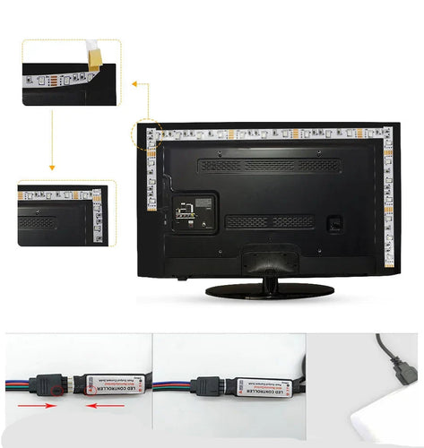 Skanto | RGB LED-bånd med USB-tilkobling - Fargeforandrende lys for omgivelses- og TV-belysning